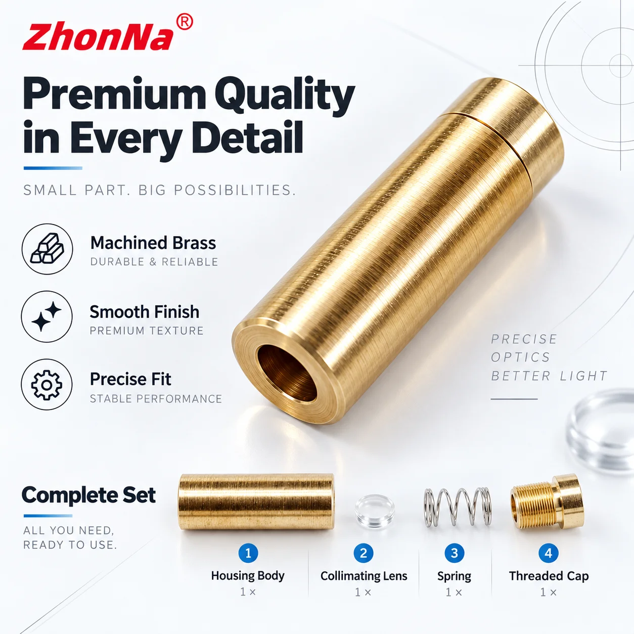 ZhonNa 22.5x7.5mm Laser Diode Housing Shell 5.6mm Collimating Lens DIY LD Module Three Wheel Alignment Tool Instrument Accessory