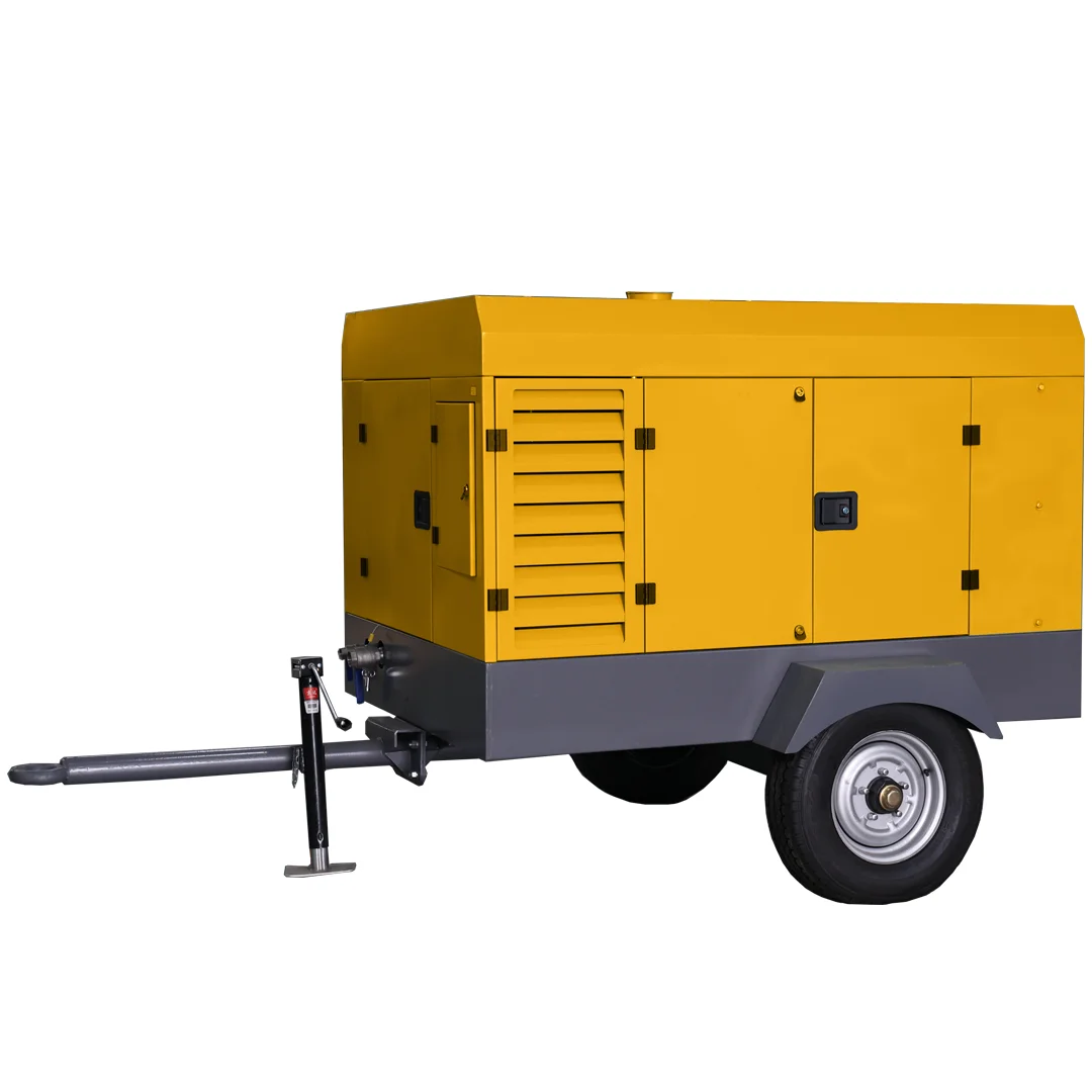 Industrial Mobile Diesel Screw Air Compressor 10 Bar Yuchai Engine Twin Screw Portable