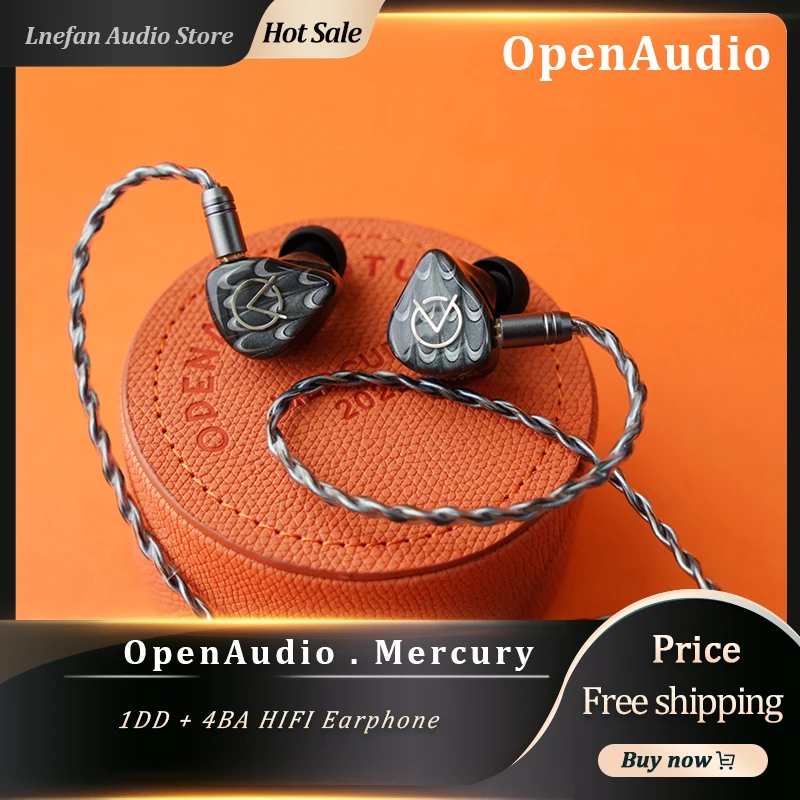 OPENAUDIO MERCURY 4BA+1DD IEMs 5 Driver Hybrid Earphone Three-Channel Three-Frequency Division HiFi Monitors Earbuds 2Pin Cable