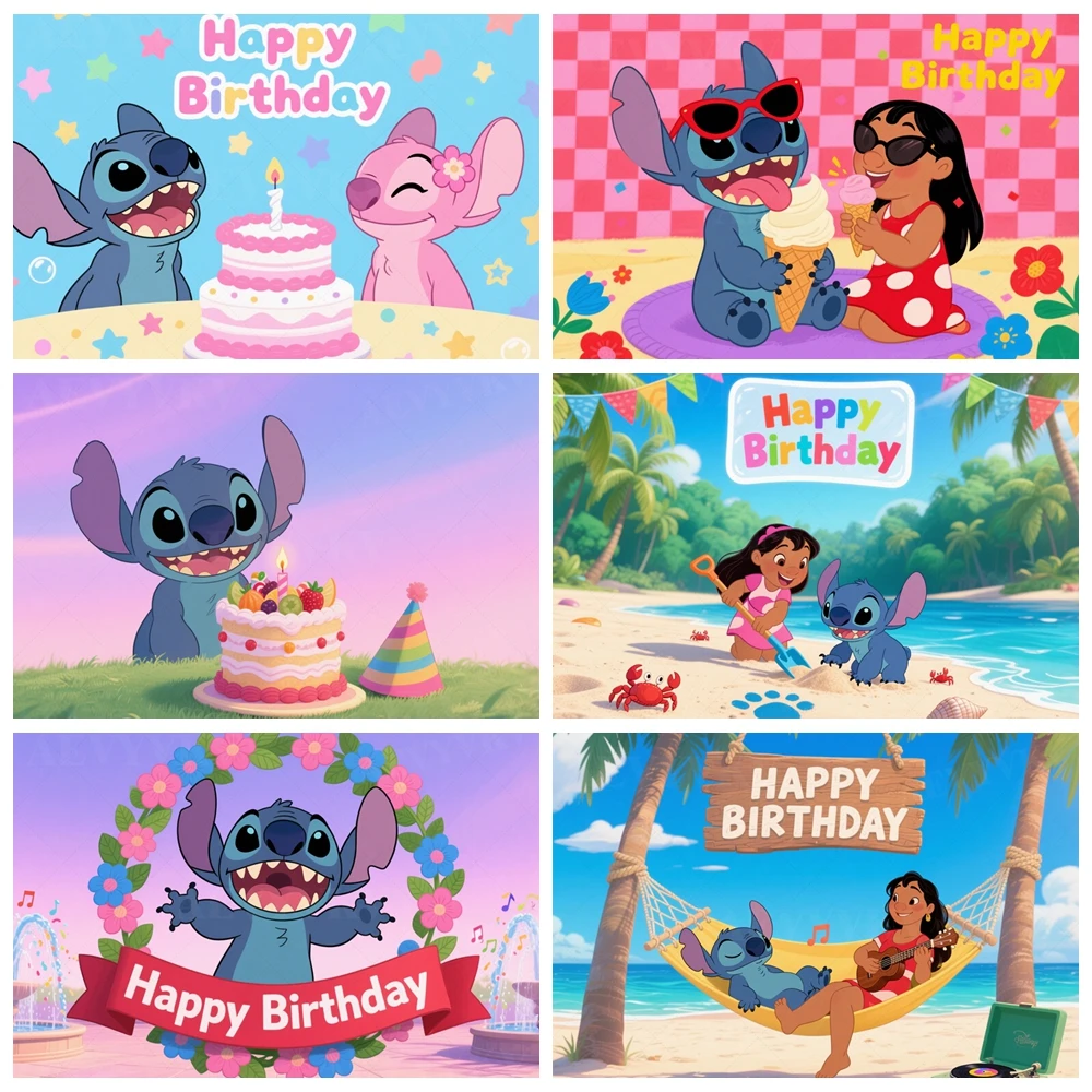 

Disney Lilo Stitch Kid's Birthday Party Backdrop Cartoon Children's Party Decor Supplies Photography Baby Shower Decoration