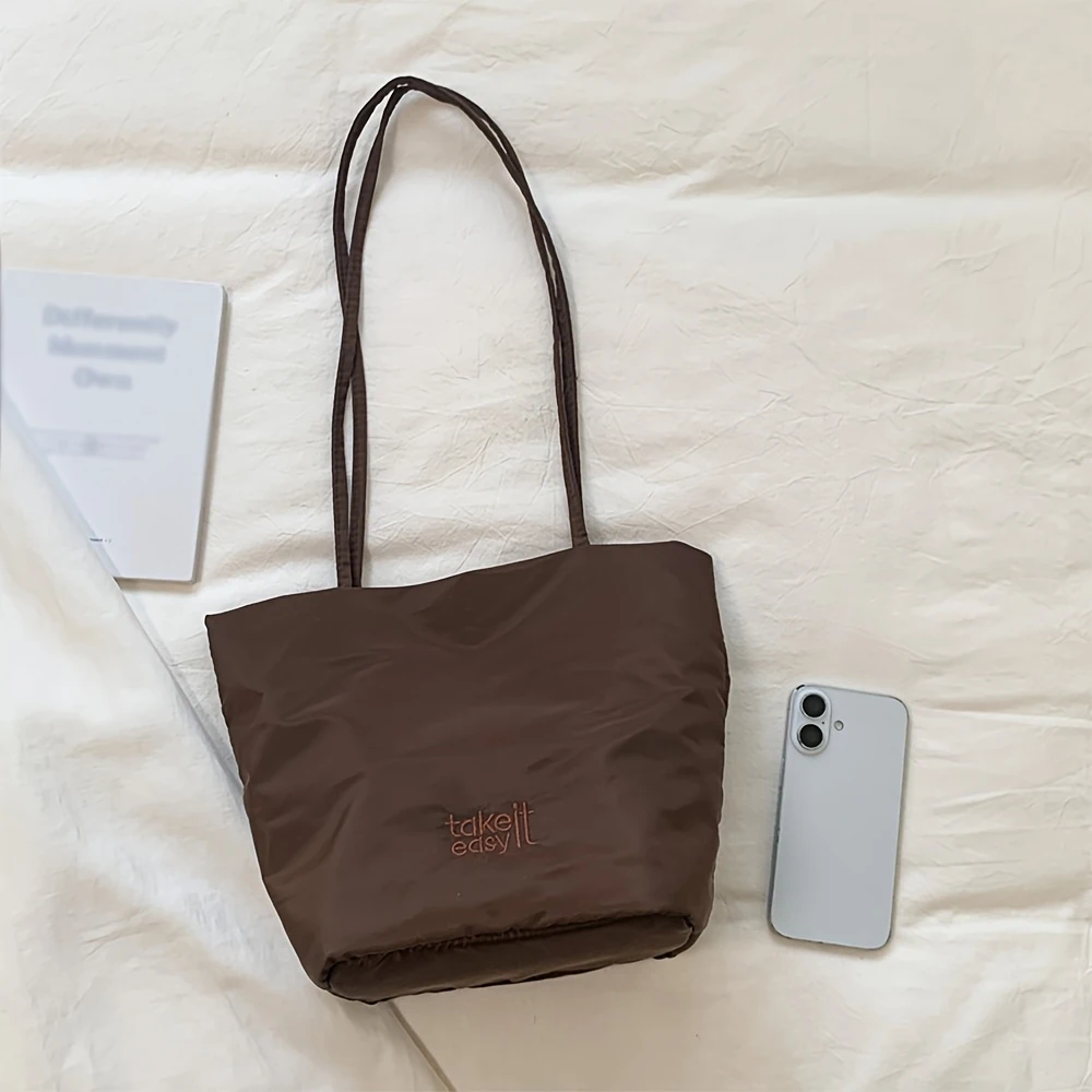 Bonbonfarbene Schultertasche aus Nylongewebe, Damen-Handtasche mit großer Kapazität, lässige Pendeltasche, Handtasche – Detail 8