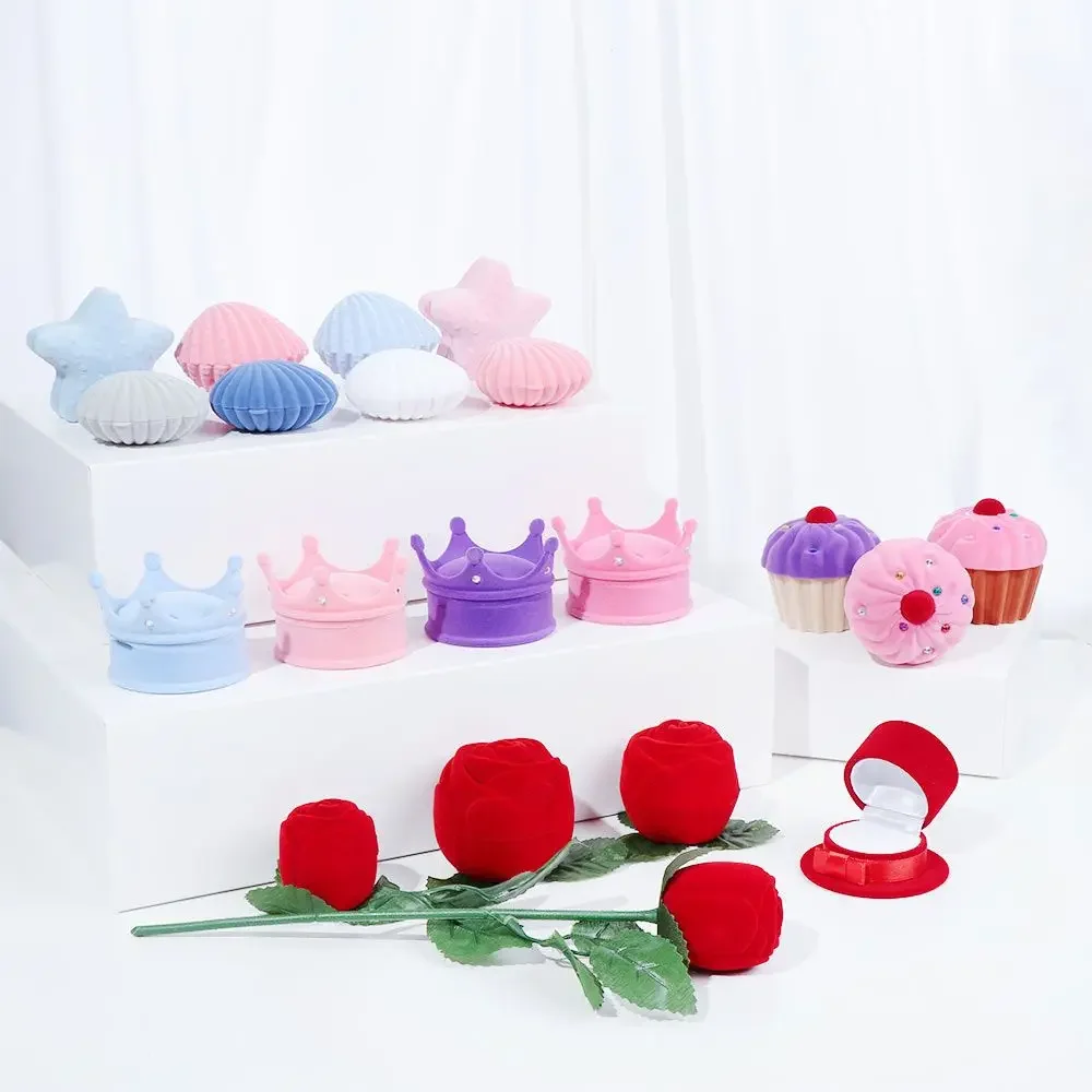 Schöne Paket Display Geschenk Halter Ohrringe Halskette Halter Ehering Boxen Samt Schmuck Box Armband Container