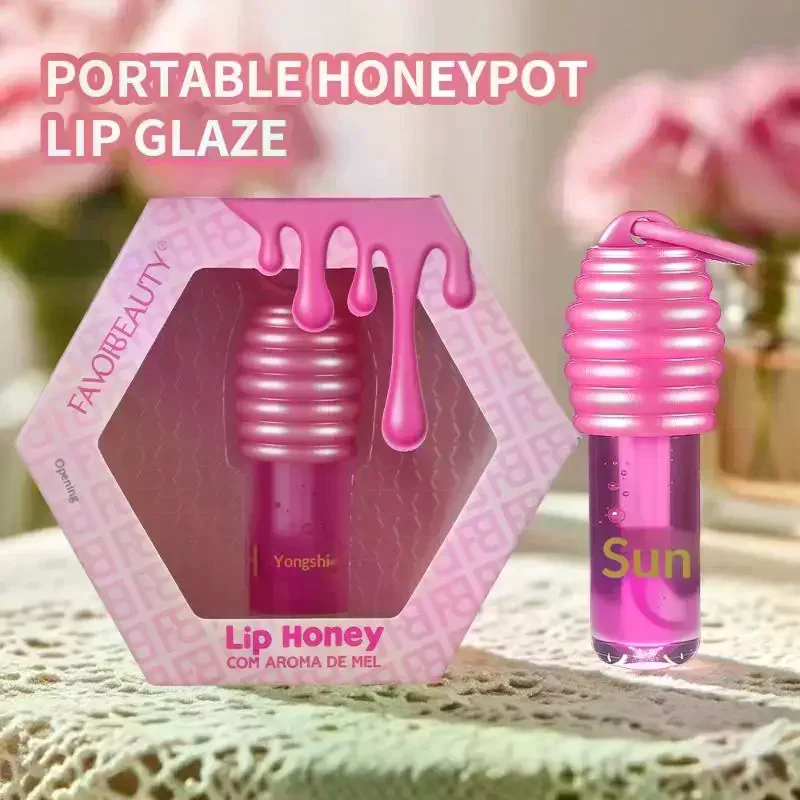 Honey Lip Glaze Long-last Moisturizing Lip Oil Enhancing Complexion Reducing Lip Lines Portable Mirror Lipstick