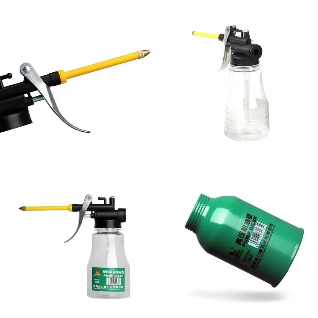 

E8BD 250/350g Oil Can Oiler Metal High Pressure Oiler Lubrication Oiling Can Bottle Manual Oil Guns Tool Oiler