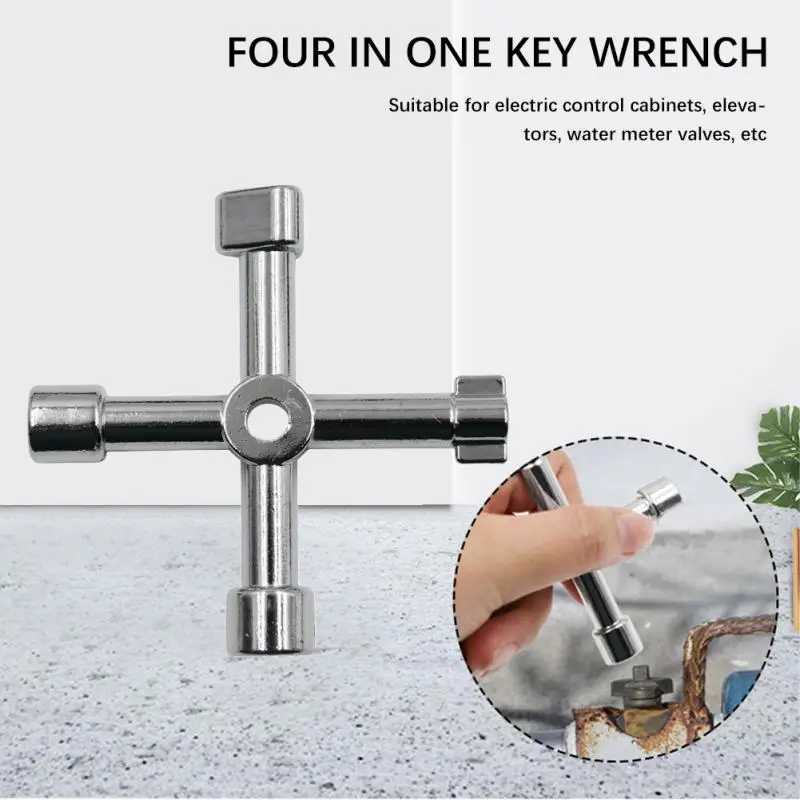 Electric Cabinet Car Elevator Cross Key Wrench Water Meter Valve Key Internal Triangle Wrench Multi-purpose Tool Portable