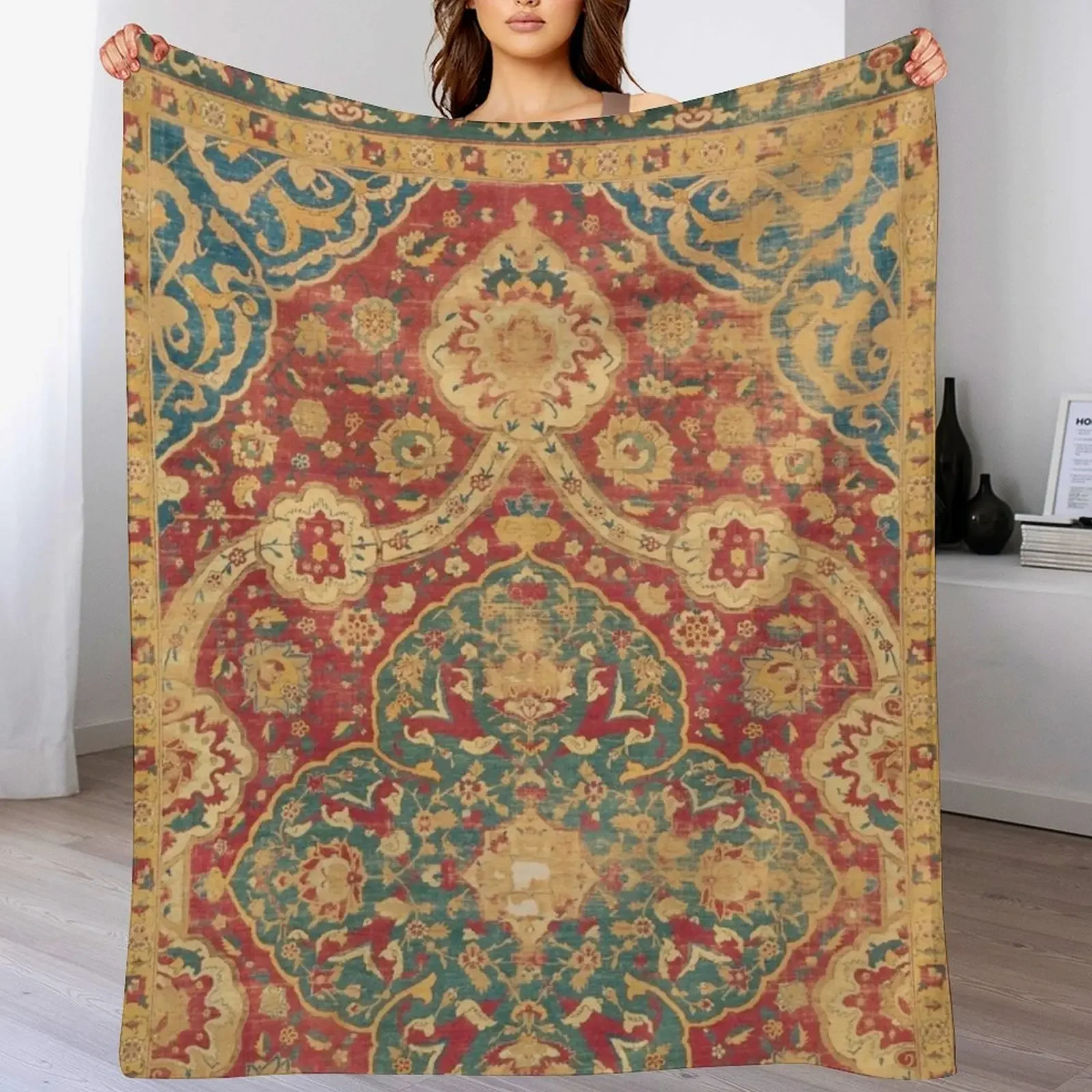 

Antique Kilim 9 Throw Blanket Soft Warm Blanket Gift for Grandparents