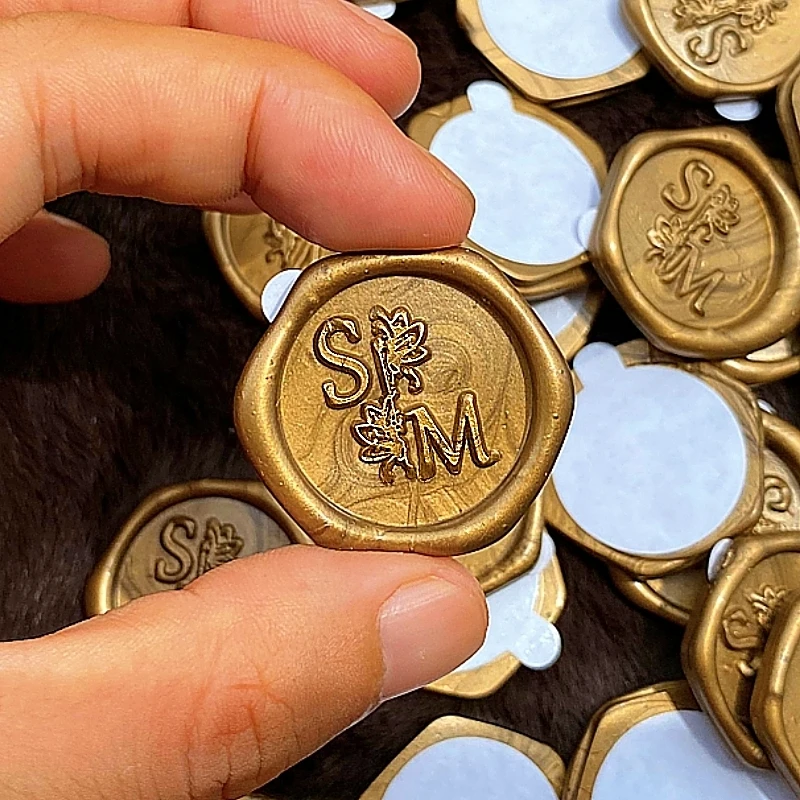 

Monogram Wax Seals Label 2 Initials Wax Seal Stickers Custom Wax Seals for Wedding Business Personalize Logo Hexagonal Seals