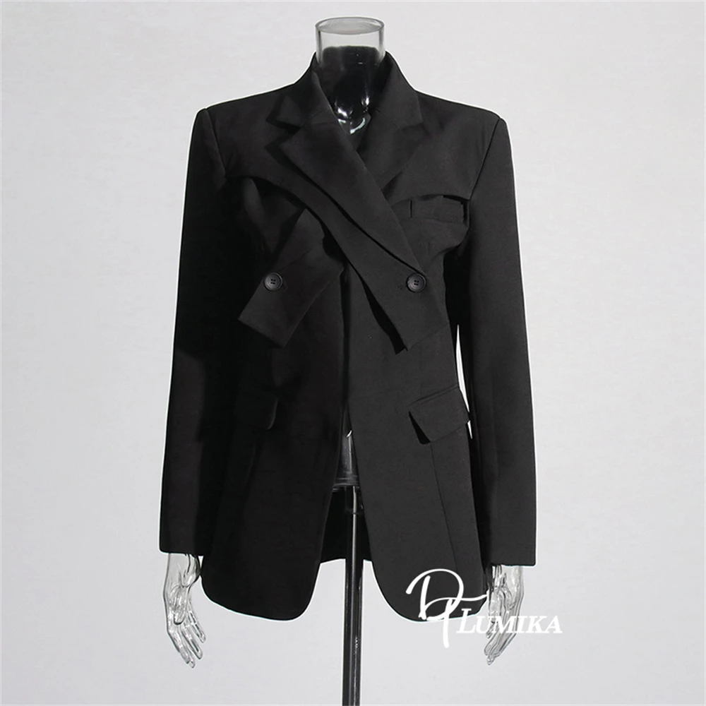 DTLumika غير النظامية قطع بدلة سوداء كلية نمط المراهقين دعوى صغيرة سوداء دعوى الصورة الفعلية الراقية المرأة البدلة السترة #4