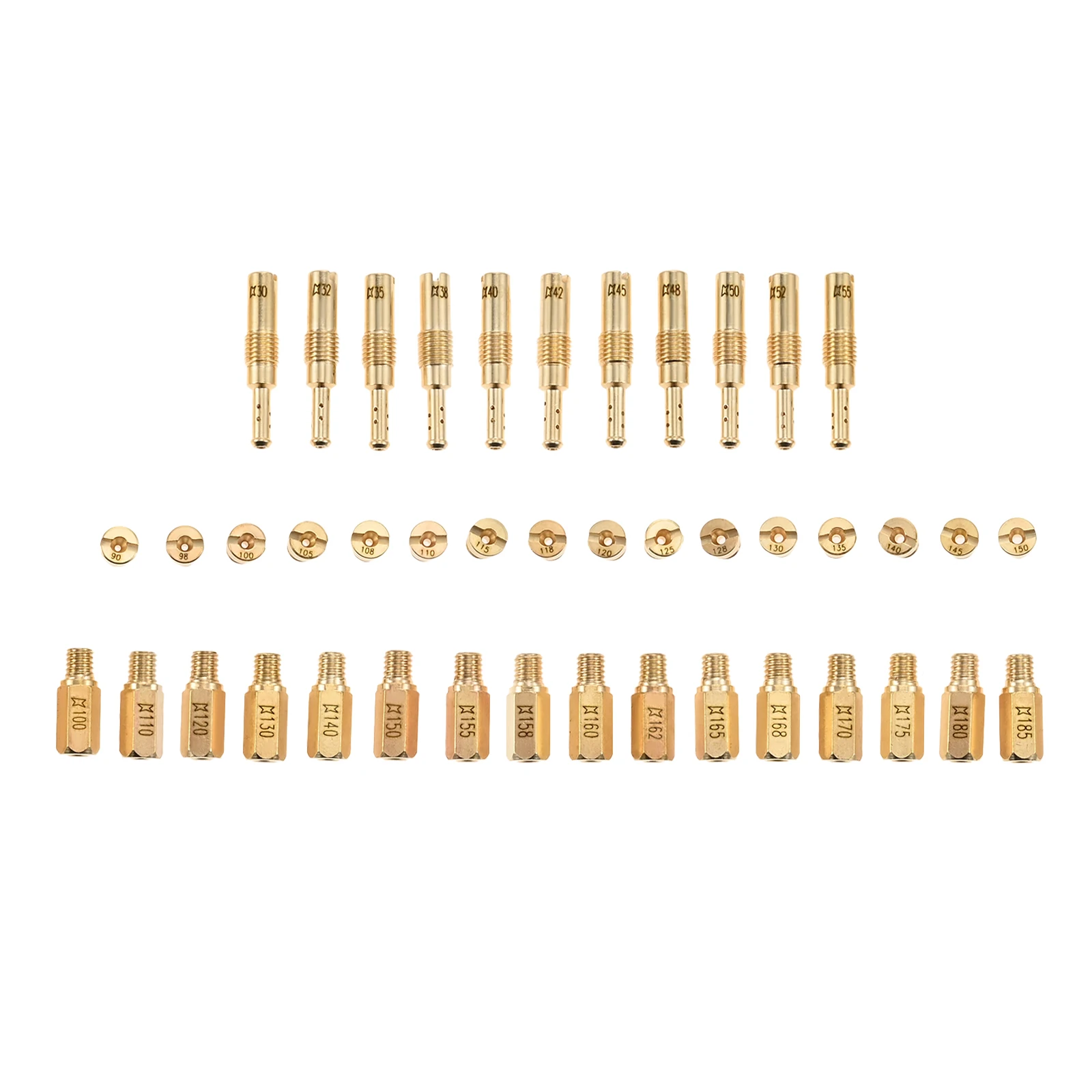 Il kit getto carburatore da 43 pezzi 99101-357 include 16 piccoli getti principali rotondi + 16 getti principali esagonali + 11 getti lento per set di getti carburatore Nibbi Keihin