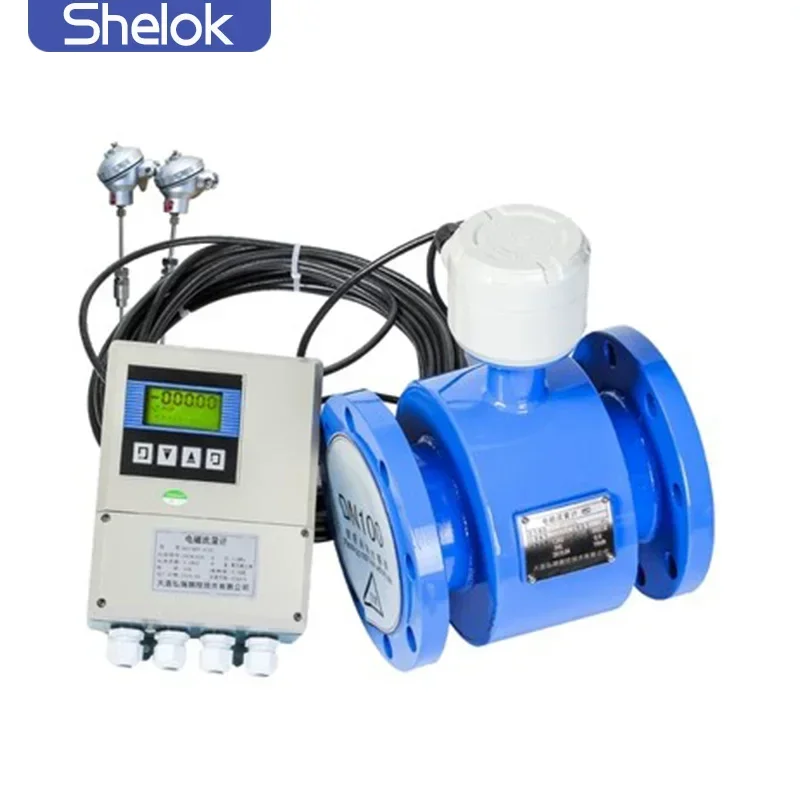Shelok Clamp Electro Magnetic Sensor Battery Powered Water Flowmeter I2c Rs485 Out Put Segregate Electromagnetic Flow Meter