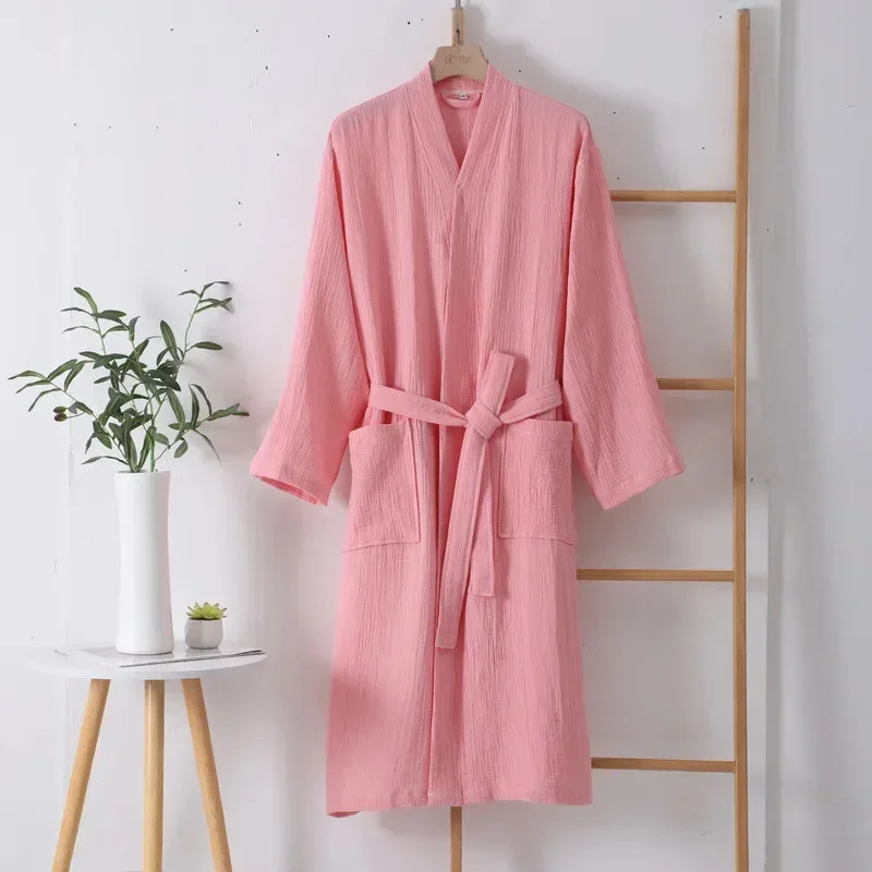 

Разноцветный хлопковый мужской и женский халат, гостиничный впитывающий и приятный для кожи, домашняя одежда с длинными рукавами для пар, банные халаты