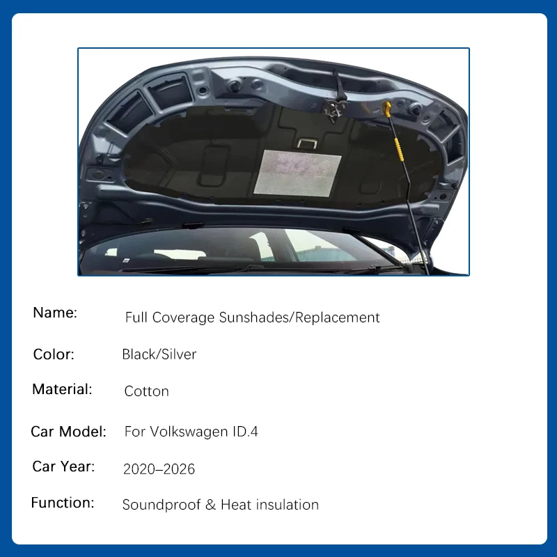 Car Engine Hood Pads For Volkswagen ID.4 VW ID4 E21 E39 2020~2026 Fireproof Front Engine Sound Insulation Cover Auto Accessories