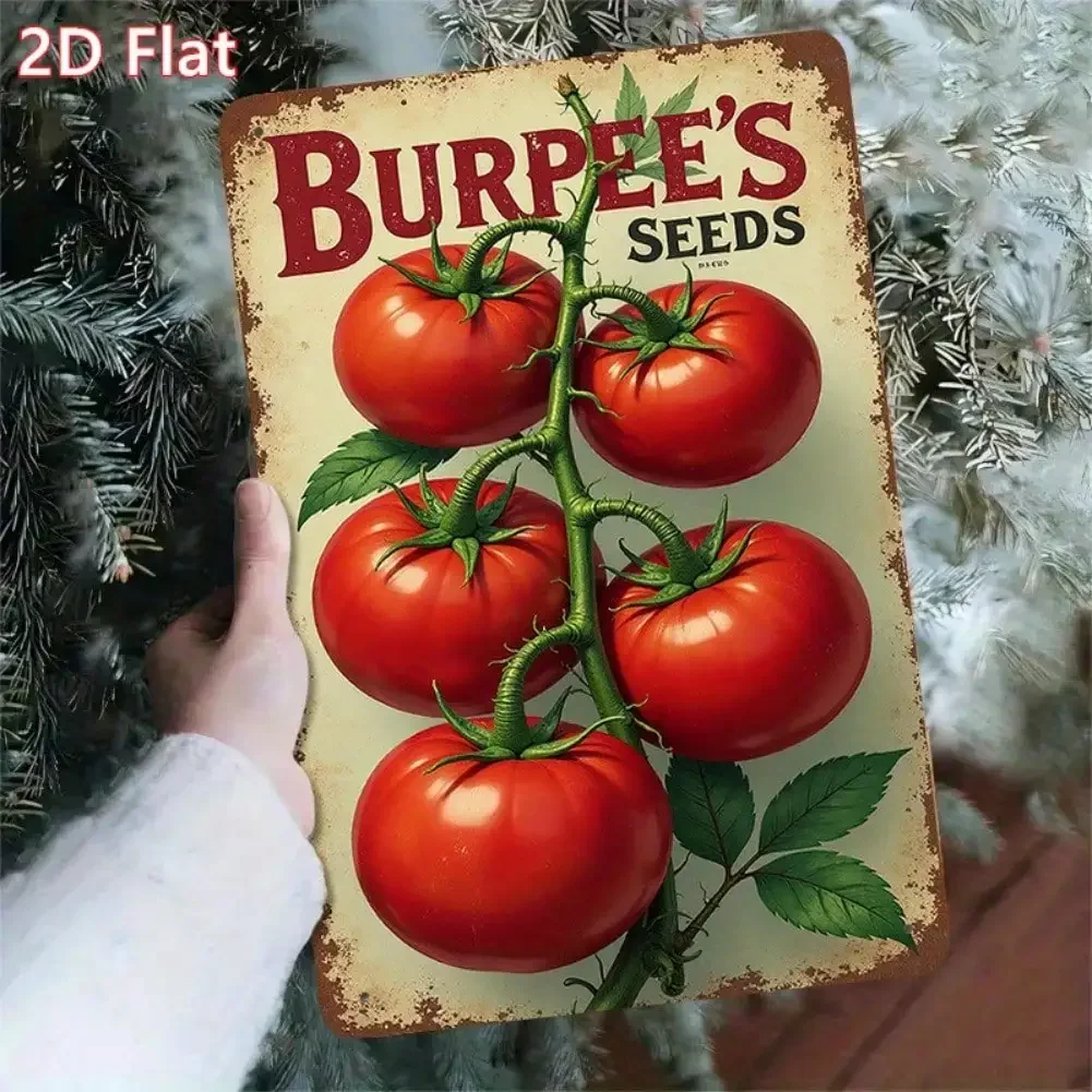 Fordhook Tomato Seeds Metal Tin Sign, Retro 2D Wall Art for Kitchen Garden Bar Decor, 7.8x11.8 Inch Iron Vintage Wall Plaque