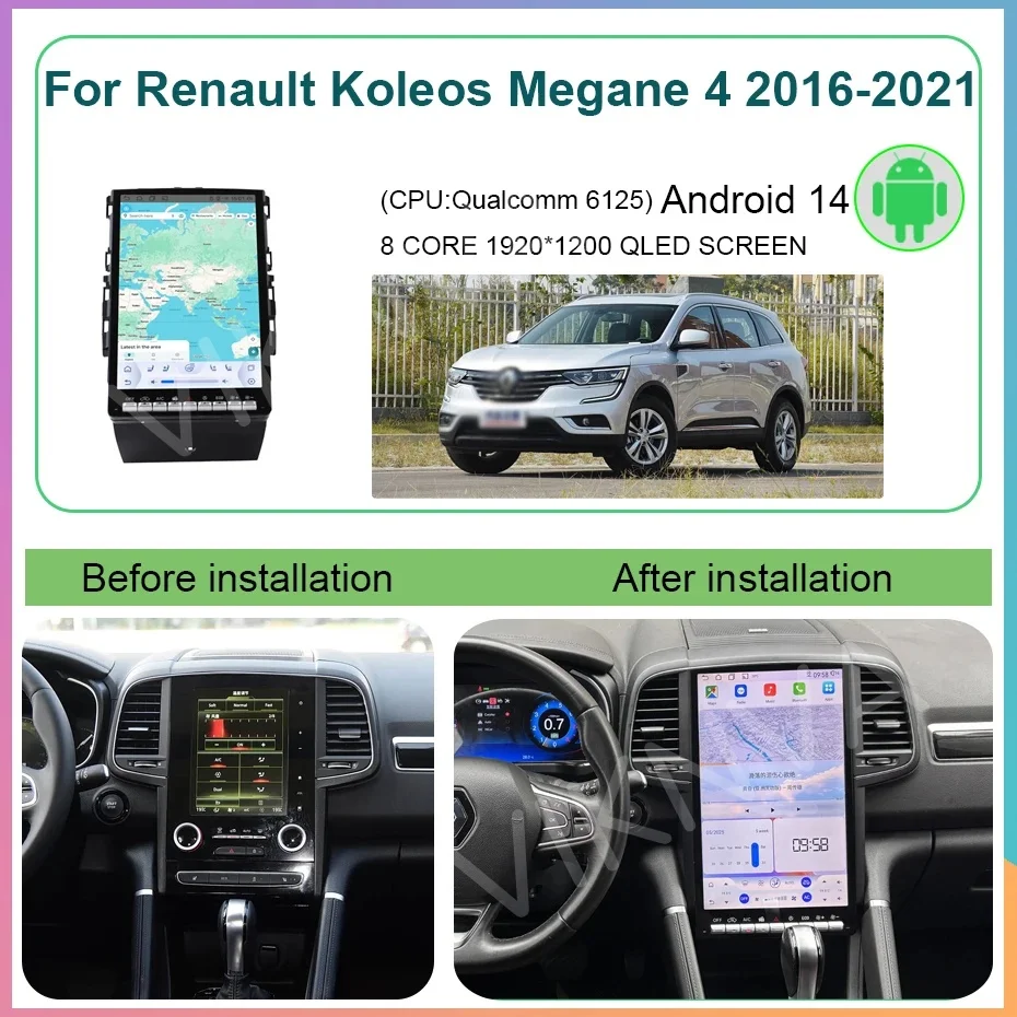 14.5Inch Android 14 Screen Car Radio For Renault Megane 4 Samsung Koleos Talisman 2016-2019 Carplay GPS Stereo Multimedia Player
