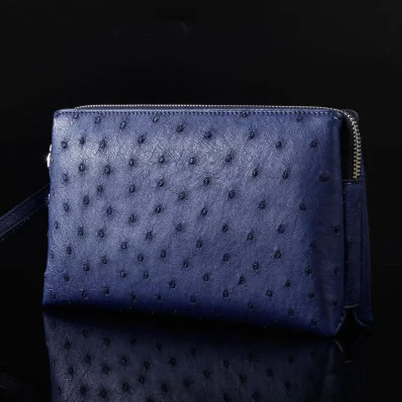 

ourui new ostrich skin female women wallet blue women handbags women clutch bag
