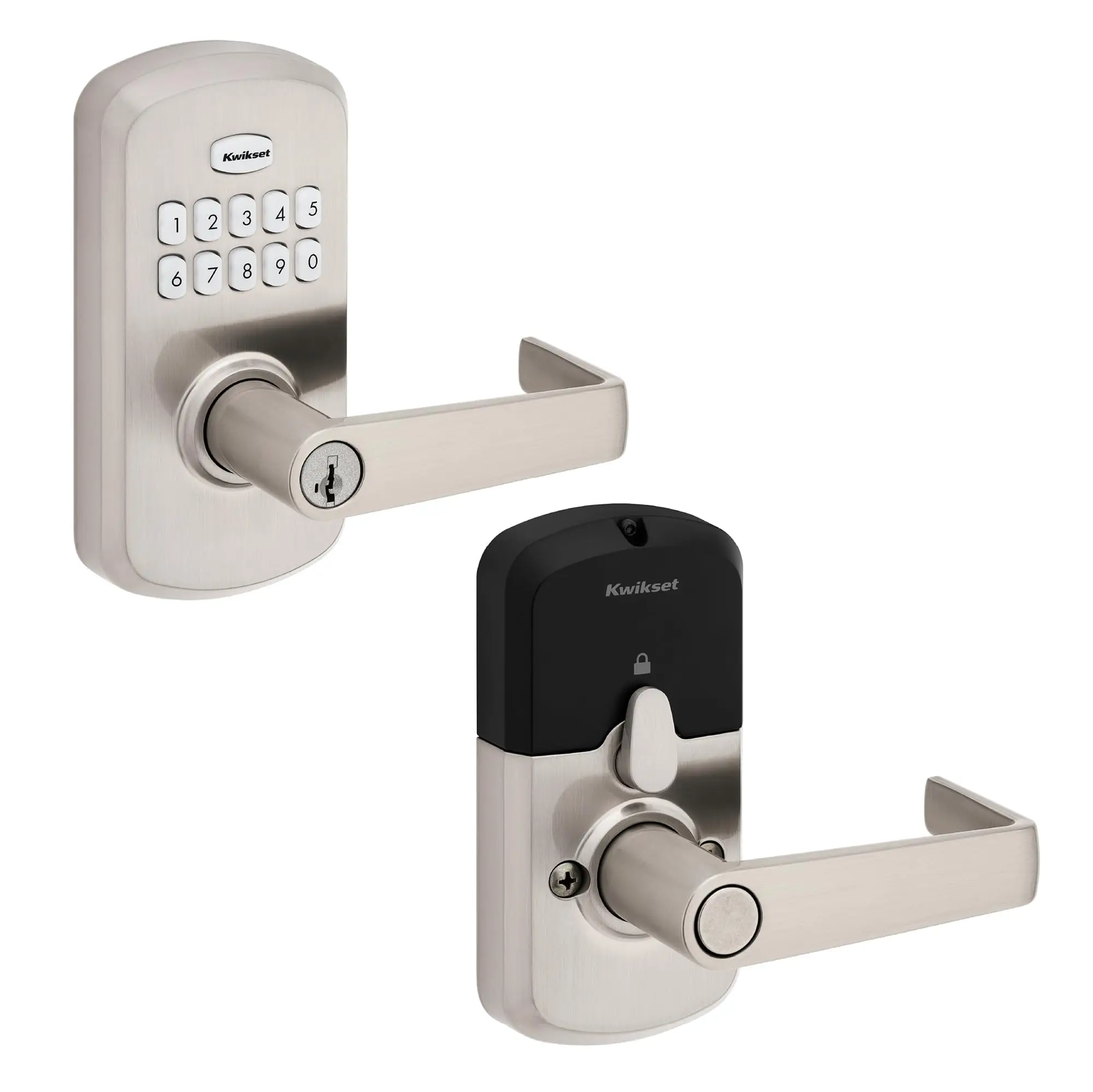 SmartCode 955 Light Commercial 10-Button Keypad Satin Nickel Electronic Kingston Lever, Featuring Convenient Keyless