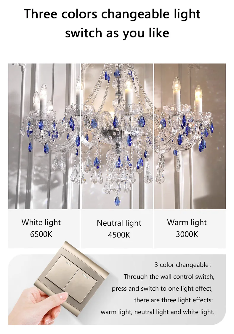 European K9 Crystal Chandelier Living Room Candle E27