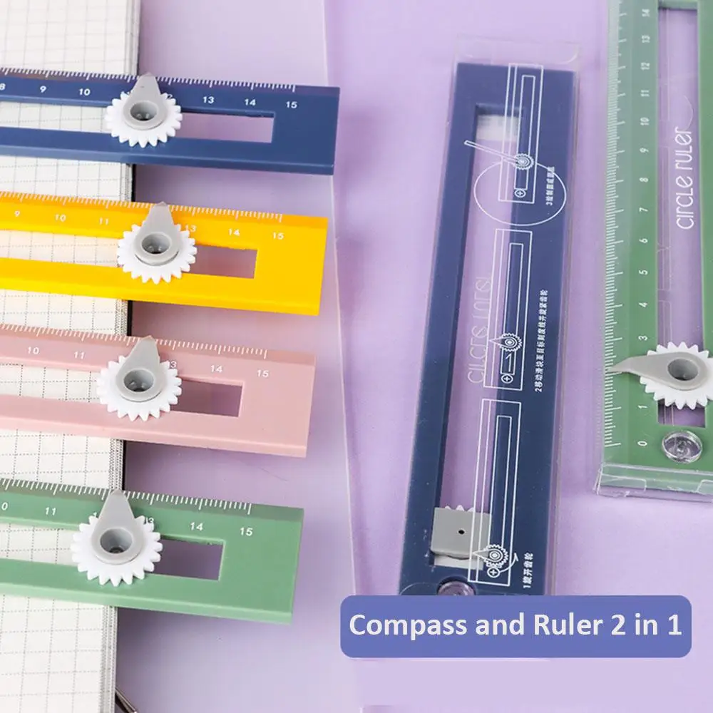 2 in 1 Compasses Rule Multifunctional Drawing Circle Tool DIY Geometric Drawing Measurement Tool Compass Ruler for Office School