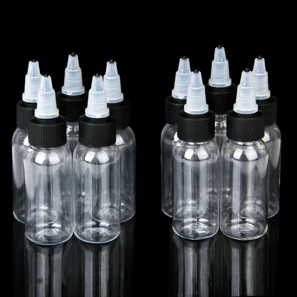 

10pcs 90Ml Empty Ink Bottle Clear Plastic Pigment Storage Container Large Capacity Leakproof For Tattoo Color Liquid Organizer