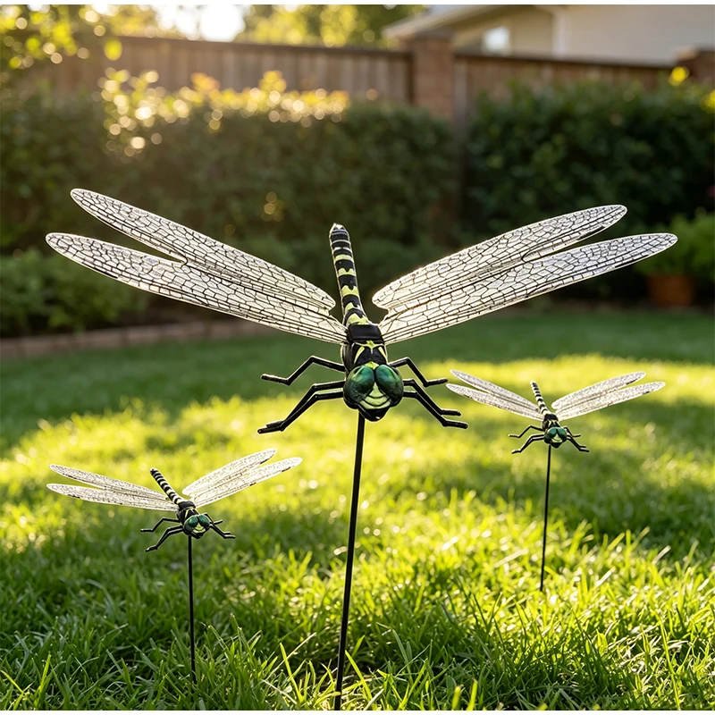 3D Dragonfly Clip Outdoor Garden Decor Fake Dragonfly Fly Repellent with Clip for Plants Natural Pest Control Deterrent for Yard