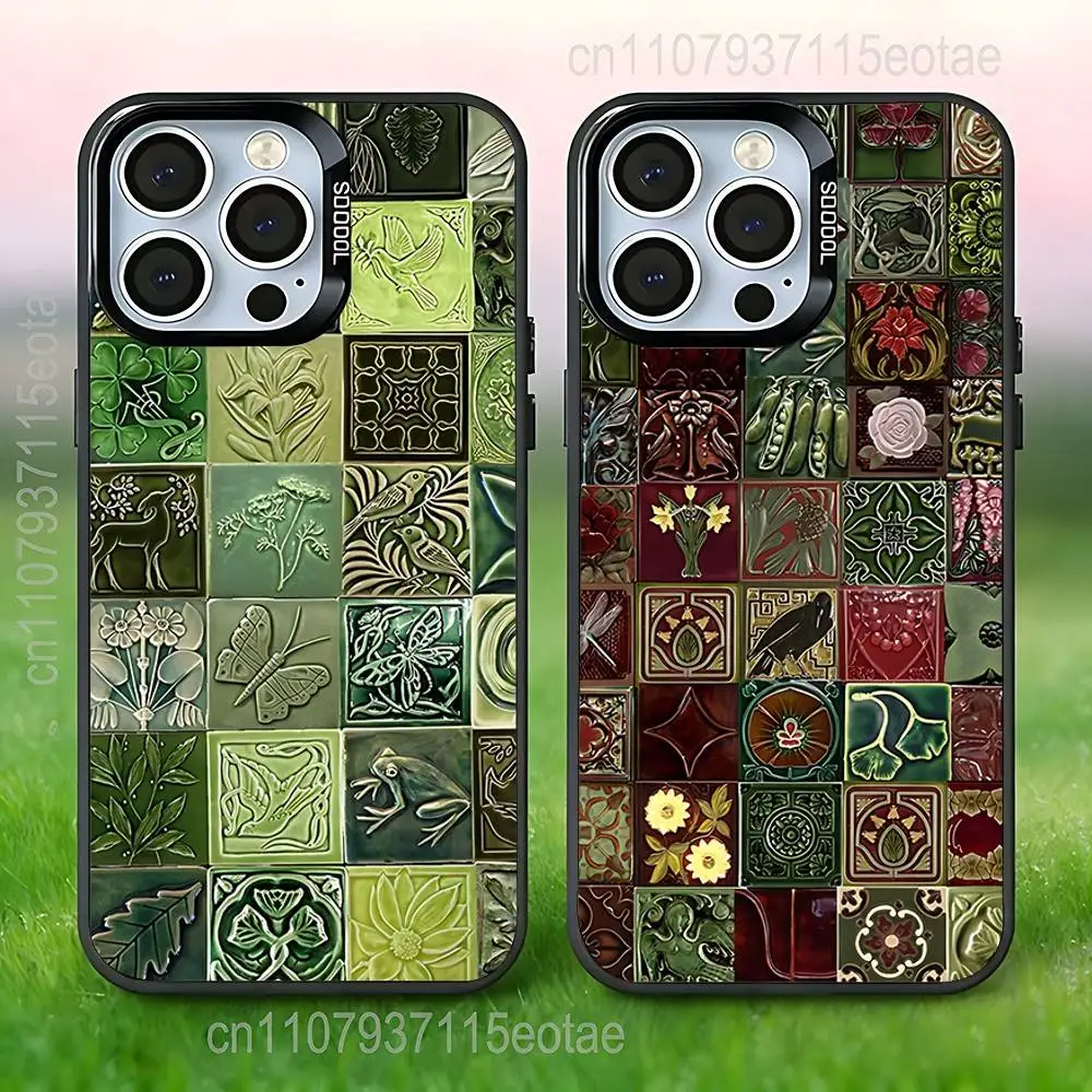 

Funky Azulejo ceramic glazed tiles Phone Case For iPhone 17,16,15,14,13,12,11,Pro,Max,Plus,E,Air,Mini Black Tpu IMD Cover