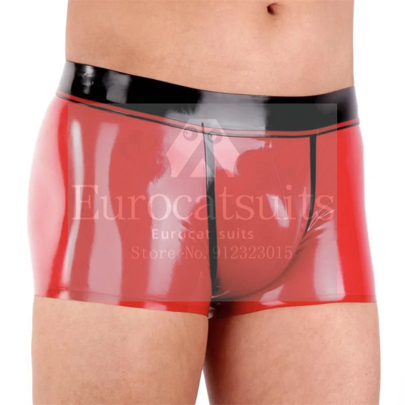 Latex Shorts Shiny Latex Training Pants Men\'s Latex Pantyhose 3D bulge latex catsuit Latex Short