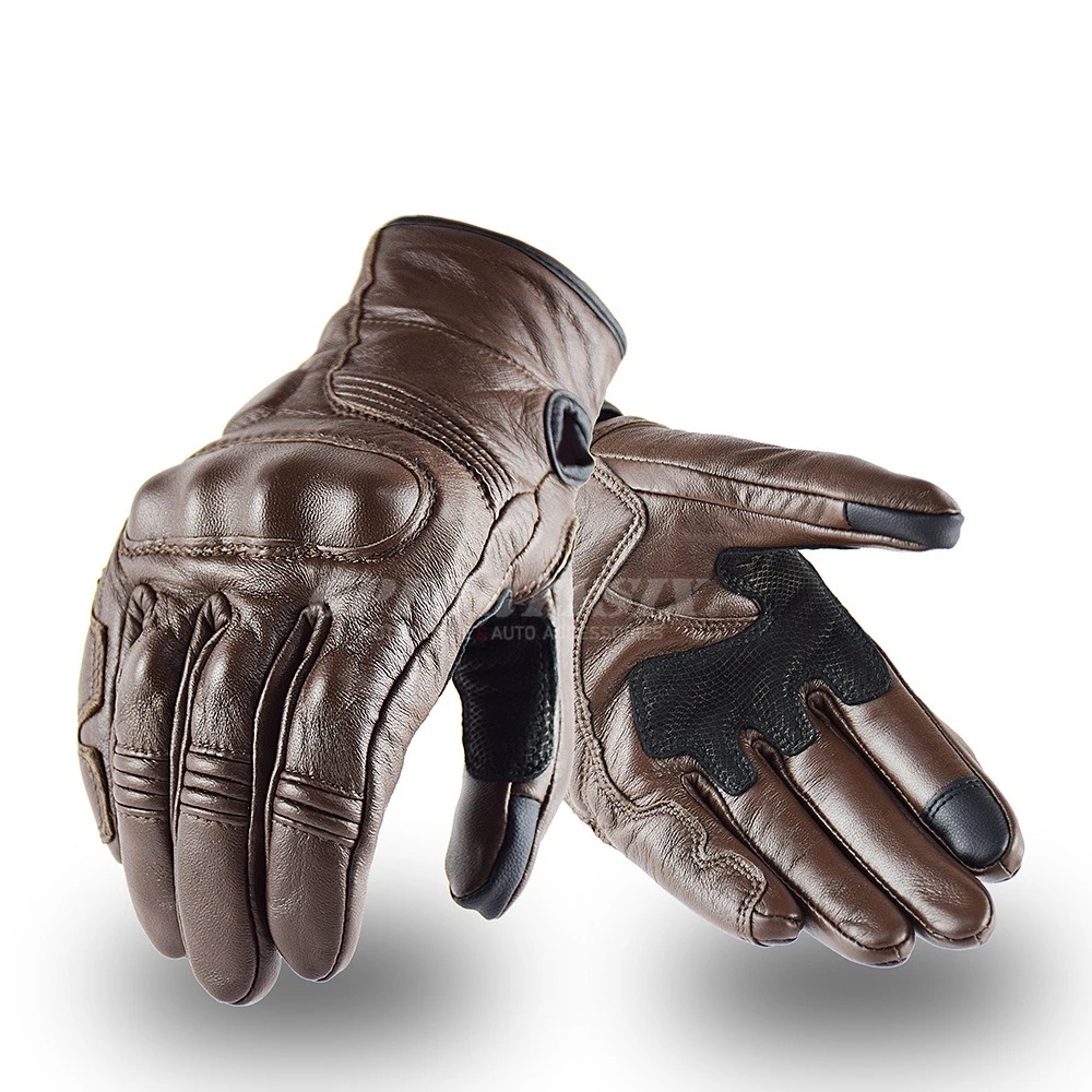 Lamb Leather Motorcycle Gloves Winter Warm Touch Screen Thickened Windproof Joint Protection Riding Gear for Motorcycle Scooter