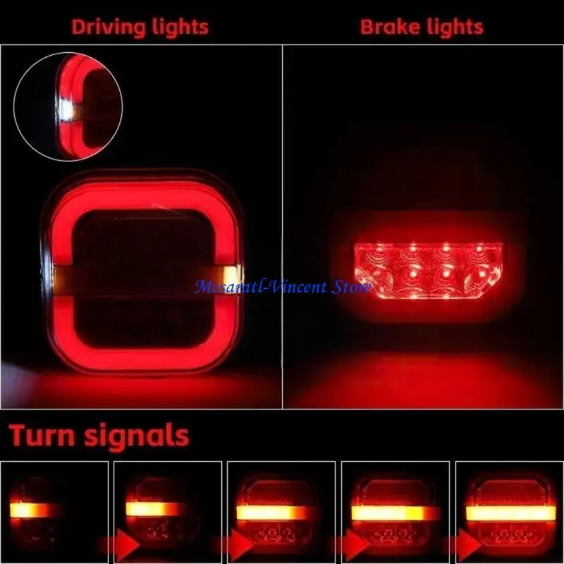 A70F Easy Install Square LED Trailer Lamp with High Visibility Design for Trucks &