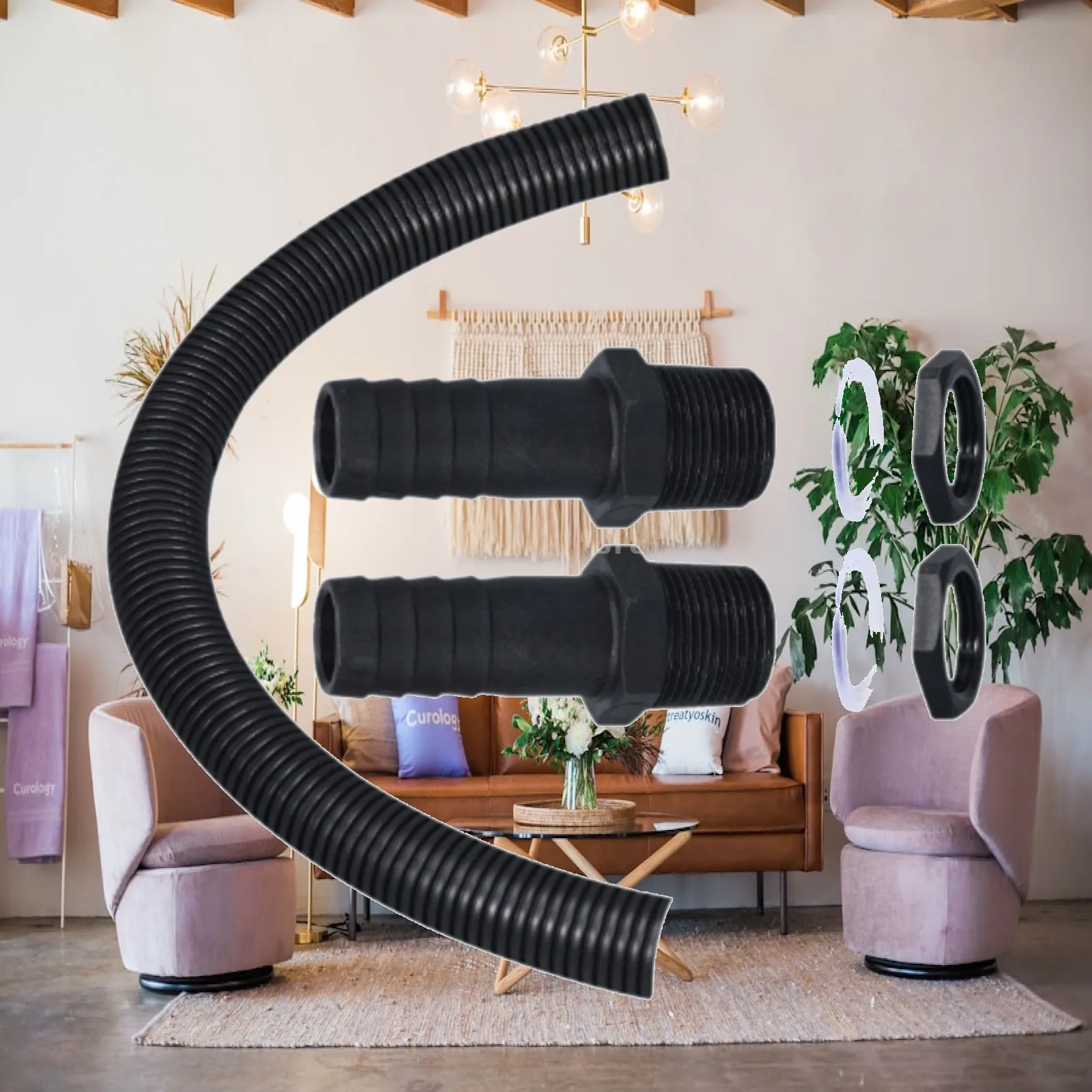 Outdoor Chores Butt Connector Pipe Link Kit Lawn ABS Water Tank Adapter Hose Set for Efficient Rainwater Storage and Reuse
