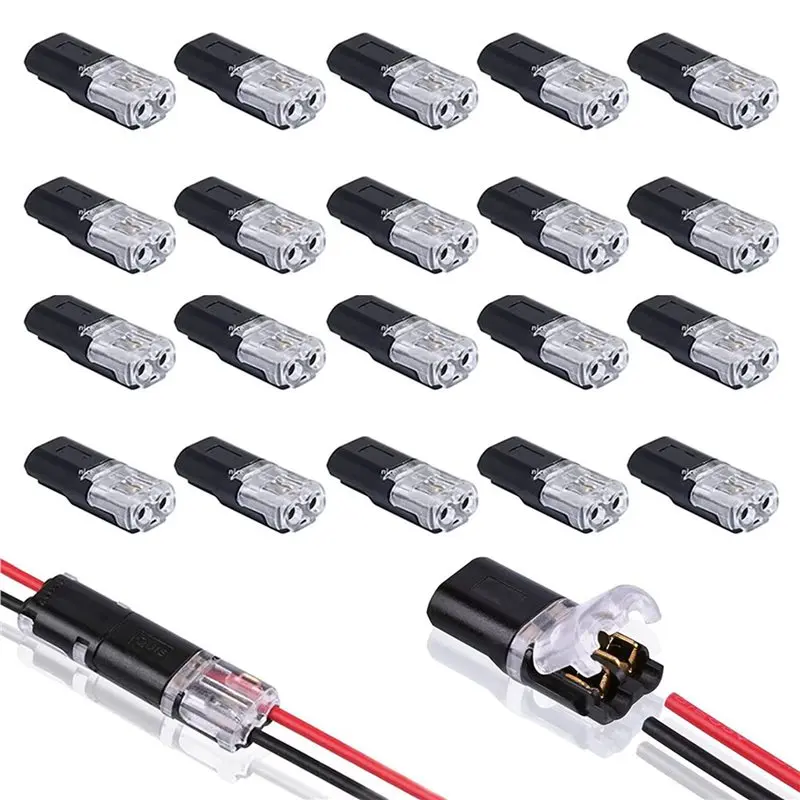 100PCS Double-Wire Plug-In Connector With Locking Buckle,Pluggable Connectors 2Pin 2 Way Universal Compact Wire Terminal