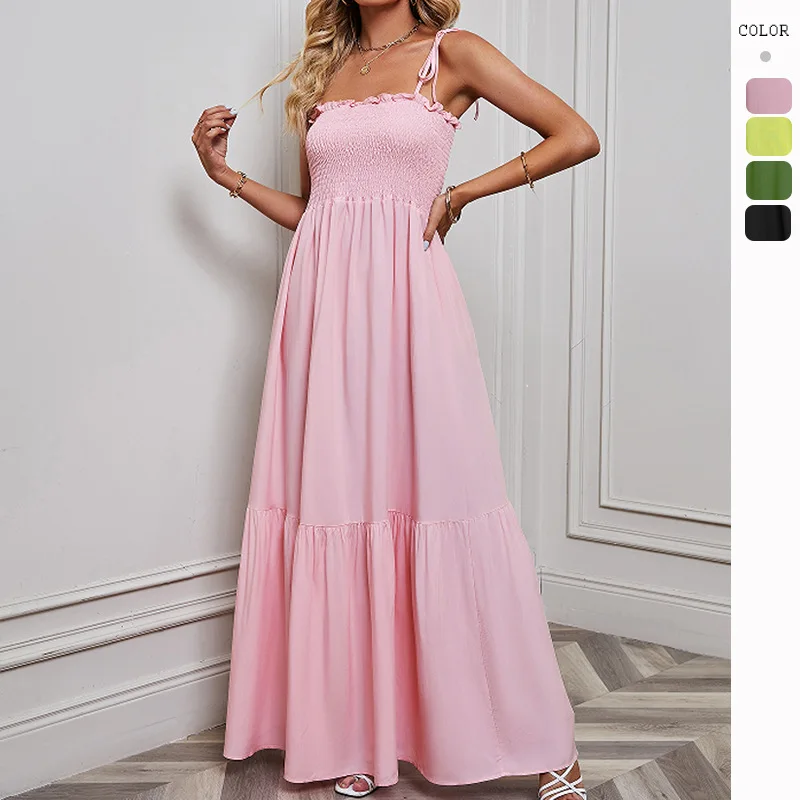 

Independently Shooting The 2024 European and American New Spring/summer Sexy Thin Strap Strapless Vacation Beach Long Dress