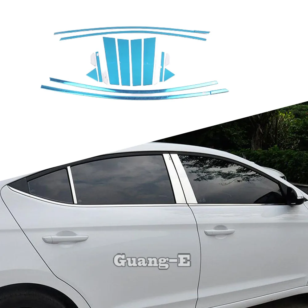 

Для Hyundai Elantra Avante 2016 2017 2018 2019 2020 автомобильная наклейка из нержавеющей стали, стекло, окно, декоративная стойка, отделка средней колонны