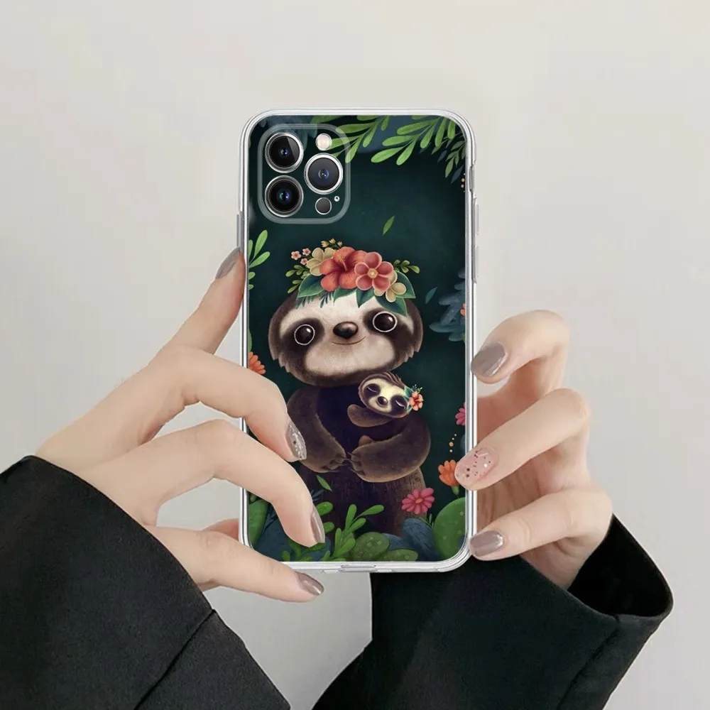 Cute Cartoon Sloth Animal Phone Case For IPhone 15 14 11 12 13 Mini Pro XS Max Cover 6 7 8 Plus X XR SE 2020 Funda Shell