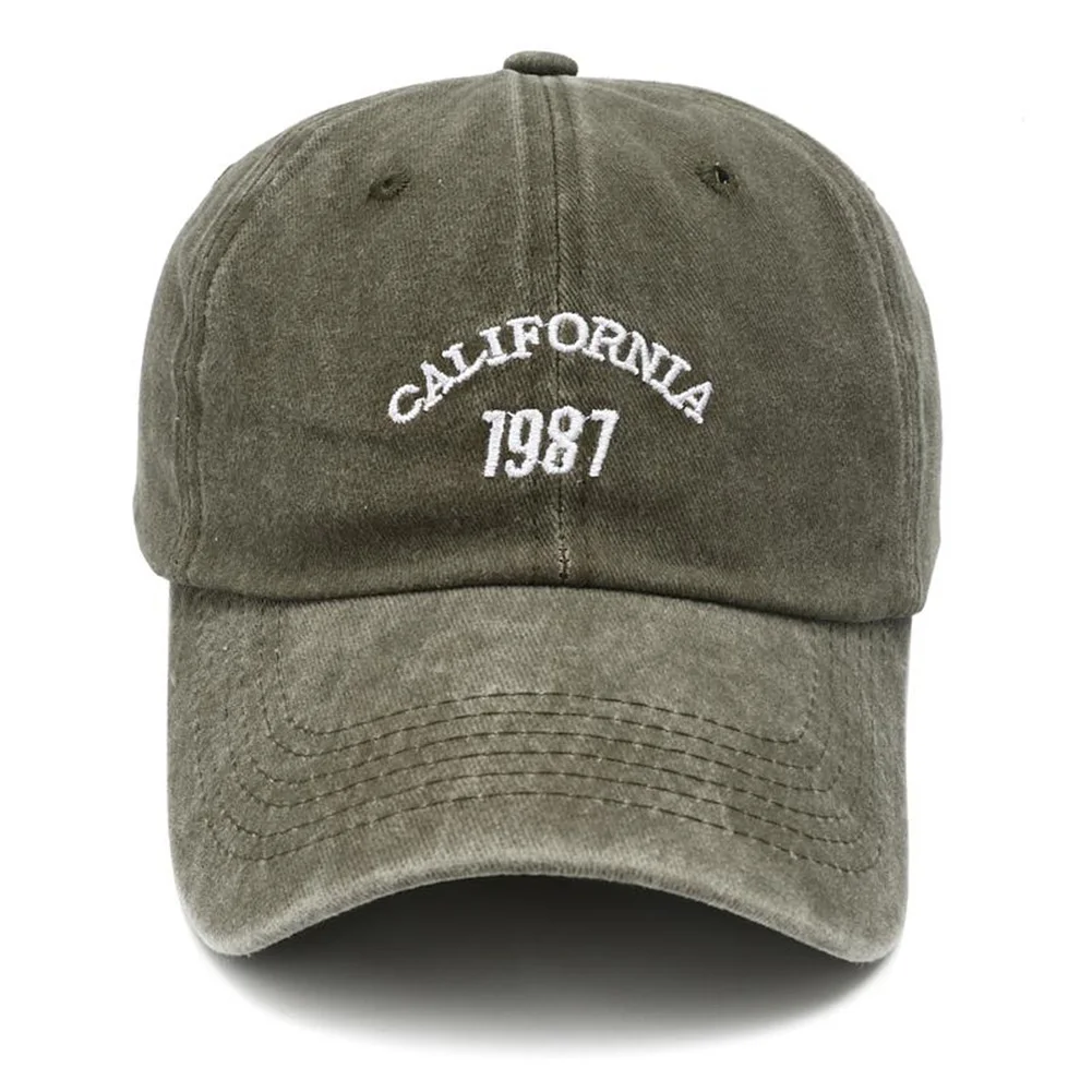 Unisex California 1987 Embroidered Black Cap Y2k Snap Back Hat Male Female Vintage Washed Cotton Baseball Hats for Women Men