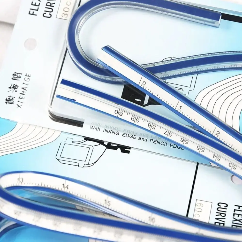 Plastic Snake Shaped Ruler Serpentine 30cm 40cm 50cm 60cm Curve Ruler Bendable Flexible Flex Curved Ruler Sewing Drawing Design