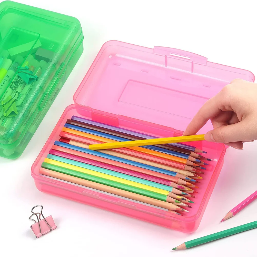 

Pencils Case Stationery Marker Organizer Office Supply Plastic Container Kawaii Red Stationary with Lid Pupils