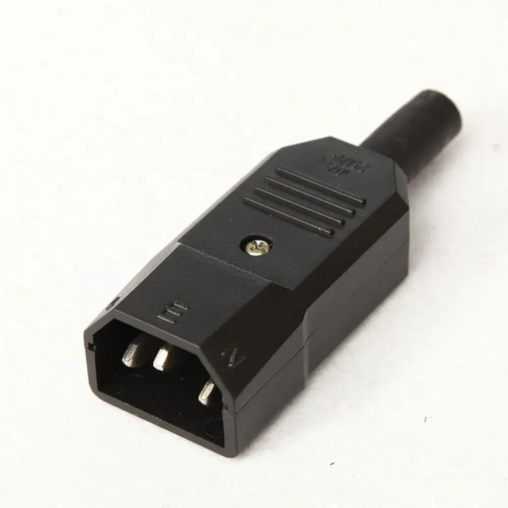 1Pcs Durable Male Female AC Plug Socket 3 Pin C13 C14 10A 250V AC Power Connector IEC 320 Straight Rewirable Power Connector