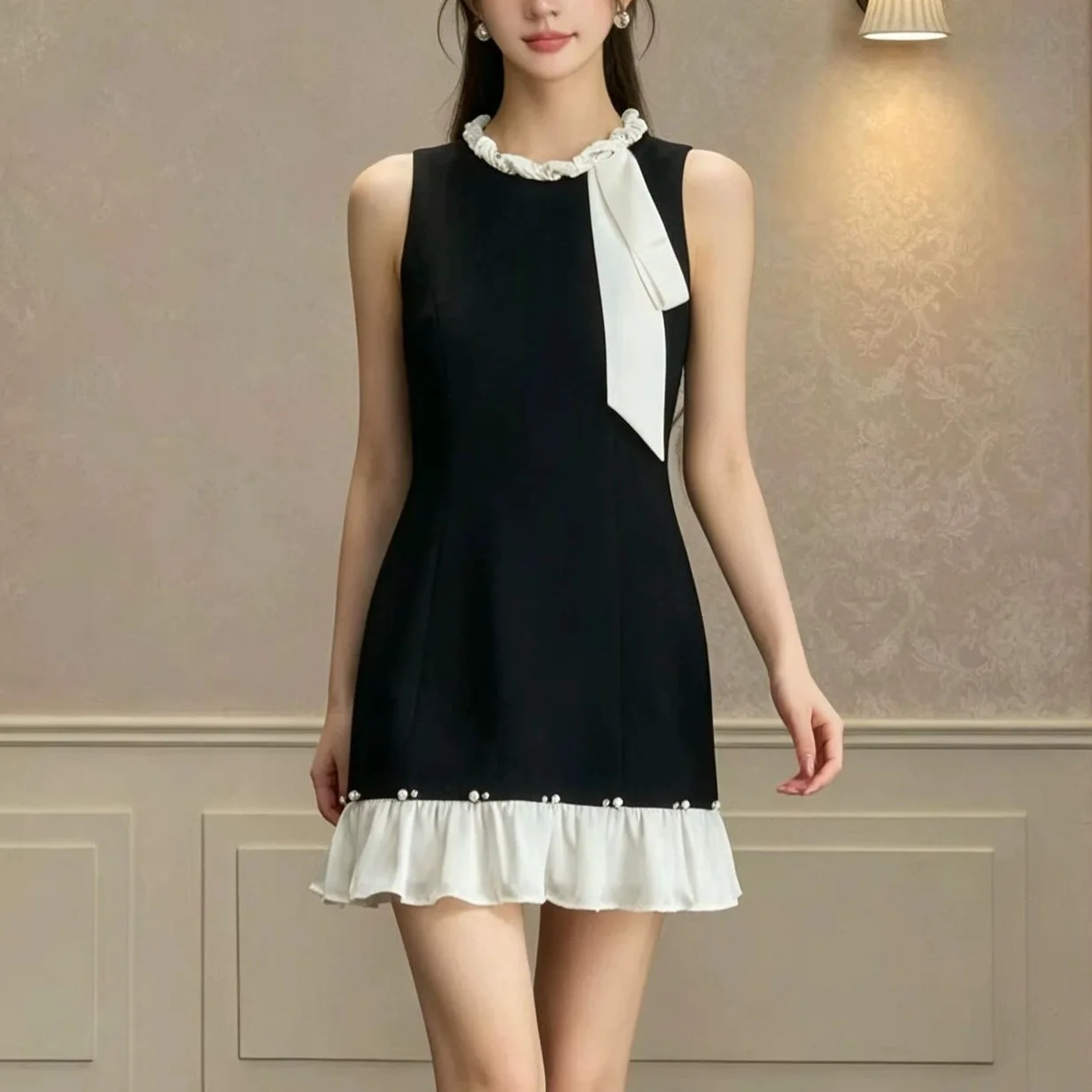 Fall Fashion Suit Doll Collar Single-breasted Pocket Jacket And Puffy Ruffled Hem Short Dress 2Piece Set Elegant Rich Girl Style