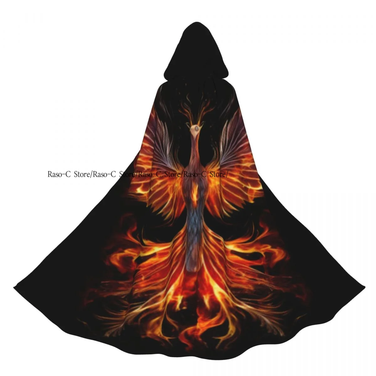 

Unisex Adult Burning Bird Phoenix Cloak with Hood Long Witch Costume Cosplay