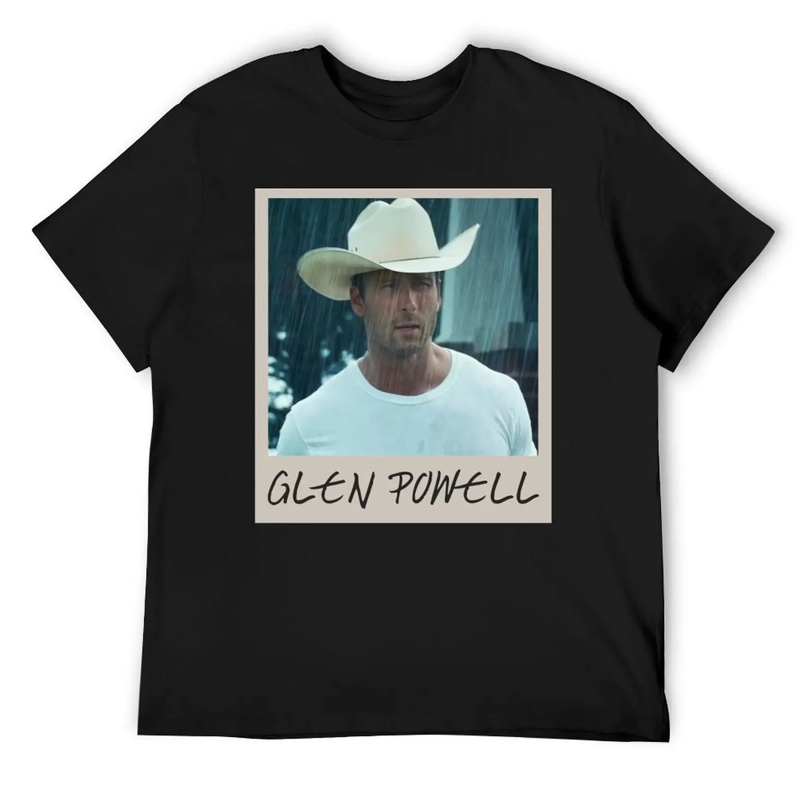 Glen Powell Cowboy Retro Photo T-Shirt plus size tops Aesthetic clothing rapper graphic tees heavy weight t shirts for men