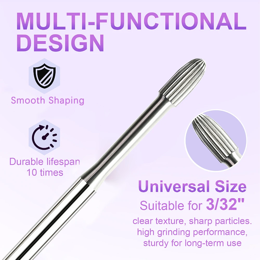 Nail Art Tungsten Steel Polishing Head for Quick Manicure Dead Skin Removal Dual Direction Removal And Pre-Processing