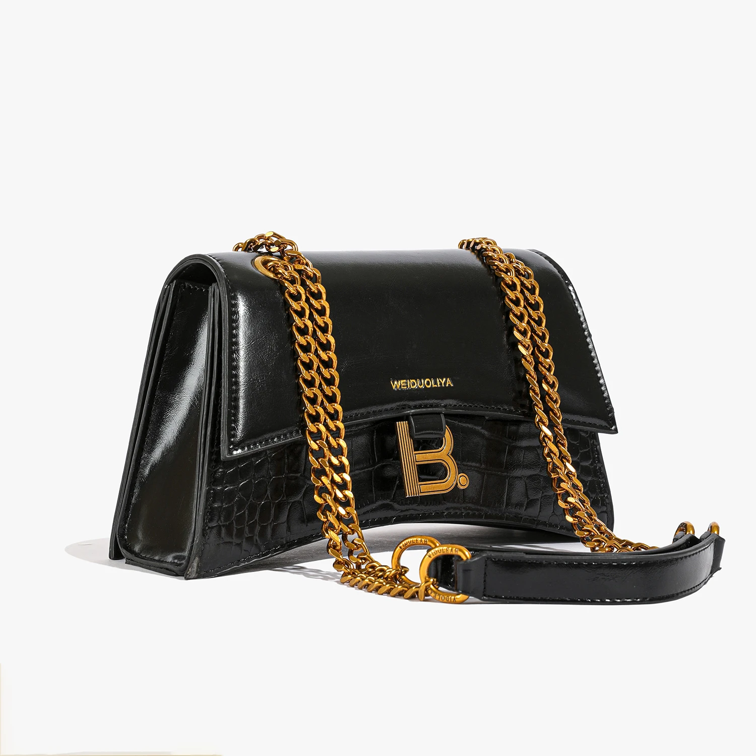 Hourglass Bag Women\'s Bag 2024 New Crossbody Bag Pleated Chain Underarm High-end Fashionable Small Square Bag