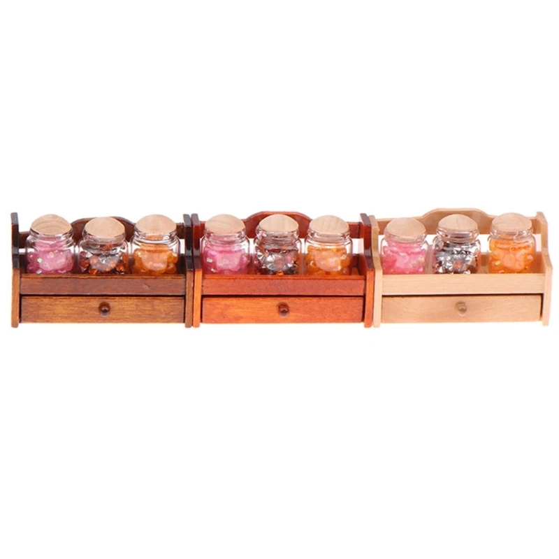 

Decorative Doll House Spice Display Shelf Realistic Miniature Jars Model Figure 15UB