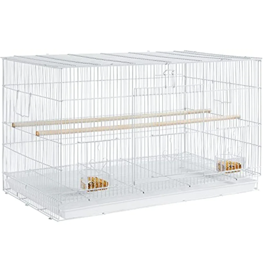 

30-дюймовая металлическая клетка для птиц серого цвета с выдвижным поддоном для попугаев, зябликов, волнистых попугайчиков, неразлучников, канареек, сороконожек, майнах, с пандусом для выгула.