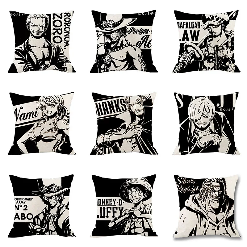 Anime One Piece Luffy Zoro Nami Sanji Print Pillowcases Kids Bedroom Decoration Pillow Case Living Room Sofa Car Cushion Cover