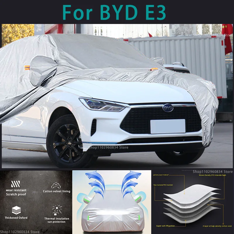 

For BYD E3 210T Waterproof Full Car Covers Outdoor Sun uv protection Dust Rain Snow Protective Auto Protective cover