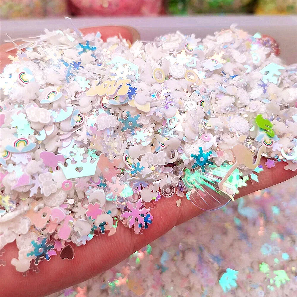 Paillettes lumineuses pour ongles, paillettes en argile polymère, fleurs mélangées, flocons fluorescents, brillent dans la décoration de manucure