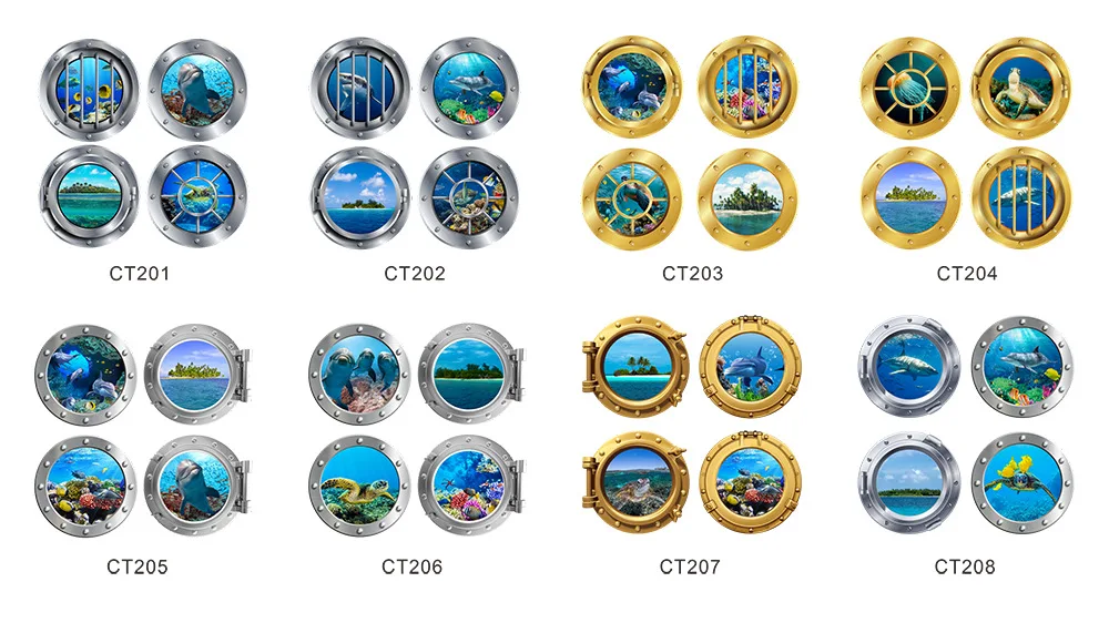 Magnetic Stickers for Fake Windows and Portholes,marine Animal Refrigerator Stickers,decor Mirror Blackboard Decorative Stickers