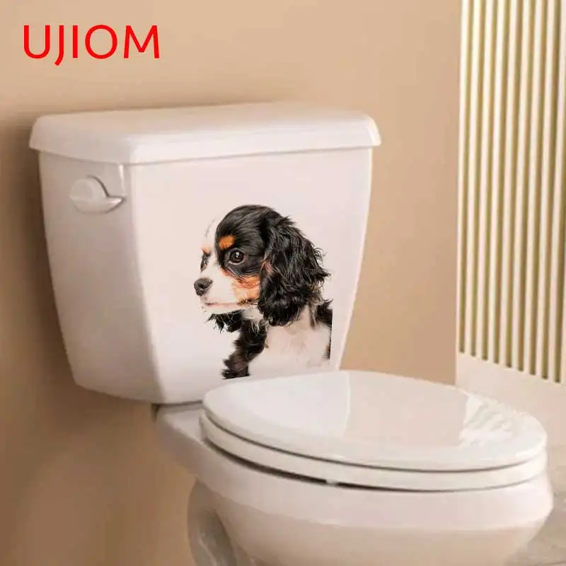 UJIOM 13cm x 11.3cm Cute Cavalier King Charles Spaniel Home Decor Wall Stickers Kitchen Bathroom Moisture Proof Decals Mural Art