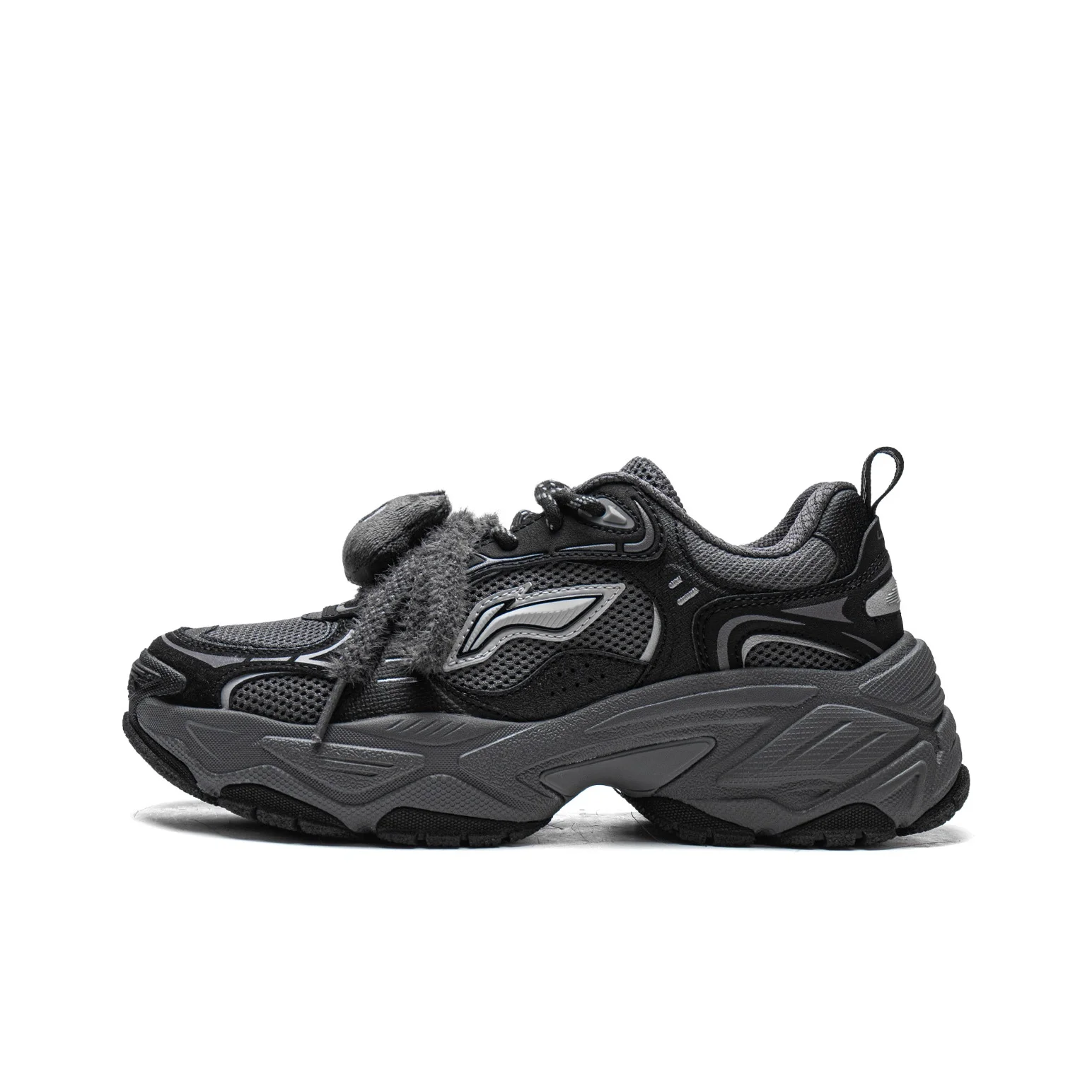 Li Ning Brown Sugar Casual Shoes Women's Low Top Black Gray Color AGCV366-4